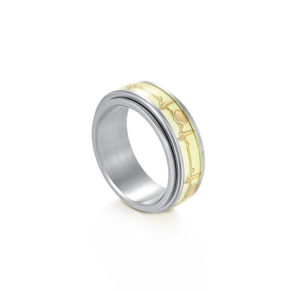 Wholesale Rotatable Decompression Unisex Titanium Steel Ring With Dripping Oil Luminous And Geometric Style Featuring Letters Numbers Text