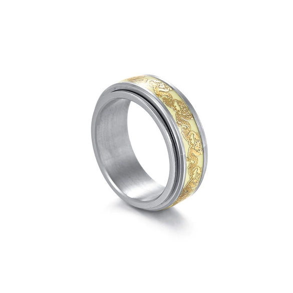 Wholesale Rotatable Decompression Unisex Titanium Steel Ring With Dripping Oil Luminous And Geometric Style Featuring Letters Numbers Text