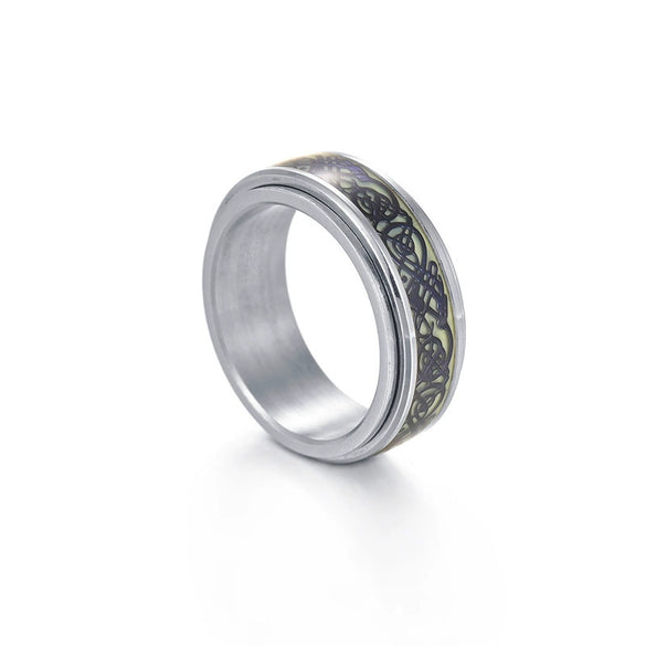 Wholesale Rotatable Decompression Unisex Titanium Steel Ring With Dripping Oil Luminous And Geometric Style Featuring Letters Numbers Text