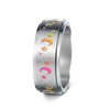 Wholesale Rotatable Electroplated Colorful Star And Moon Stainless Steel Ring With Letters Numbers Text Pattern Unisex Seiko Design