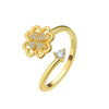 Wholesale Rotatable Four Leaf Clover Ring For Women Copper Electroplated Plants And Flowers Style