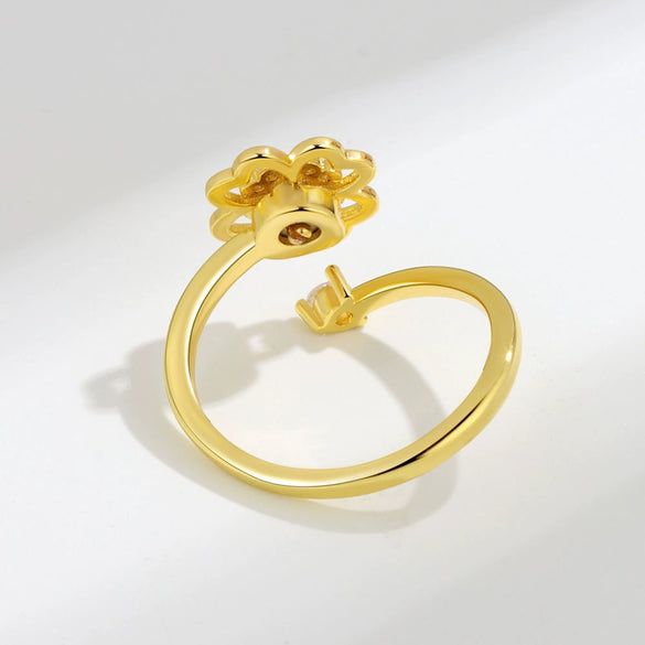 Wholesale Rotatable Four Leaf Clover Ring For Women Copper Electroplated Plants And Flowers Style