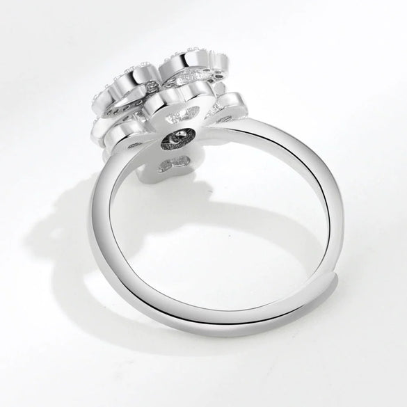 Wholesale Rotatable Fourleaf Clover Ring For Women Copper Geometric Electroplated