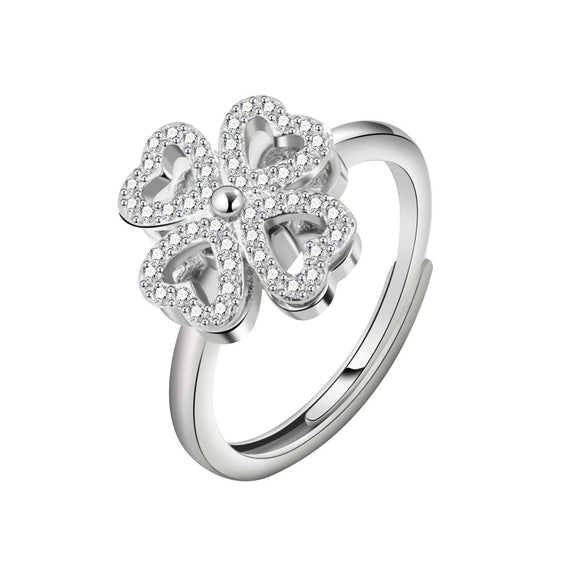 Wholesale Rotatable Fourleaf Clover Ring For Women Copper Geometric Electroplated