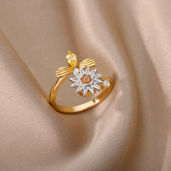 Wholesale Rotatable Geometric Simple Decompression Ring Copper Electroplating Unisex Women's