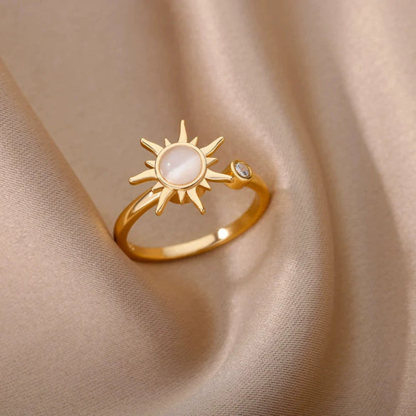 Wholesale Rotatable Geometric Simple Decompression Ring Copper Electroplating Unisex Women's