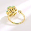 Wholesale Rotatable Green Cat's Eye Four Leaf Clover Ring Copper Electroplating Geometric Women's Fashion Ring