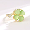 Wholesale Rotatable Green Cat's Eye Four Leaf Clover Ring Copper Electroplating Geometric Women's Fashion Ring