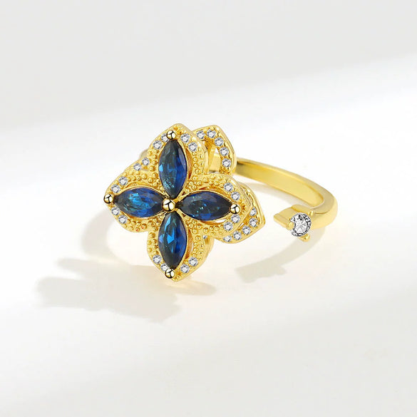 Wholesale Rotatable Living Antianxiety Decompression Women's Copper Ring With Microinlaid Zircon And Geometric Pattern Electroplated