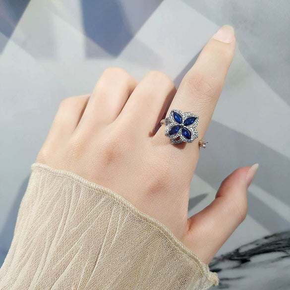 Wholesale Rotatable Living Antianxiety Decompression Women's Copper Ring With Microinlaid Zircon And Geometric Pattern Electroplated