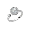 Wholesale Rotatable Open Antianxiety Decompression Micro Inlaid Zircon Women's Ring S925 Sterling Silver Geometric Electroplated