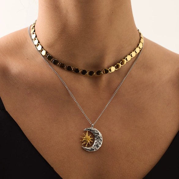 Wholesale Rotatable Pendant Necklace For Women Stainless Steel 18K Gold Plated Star Geometric Style