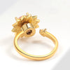 Wholesale Rotatable Sun Flower Ring Copper Microinlaid Zircon Electroplated Women's Light Luxury Fashion Open Ring Geometric Style