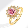 Wholesale Rotatable Sun Flower Ring Copper Microinlaid Zircon Electroplated Women's Light Luxury Fashion Open Ring Geometric Style