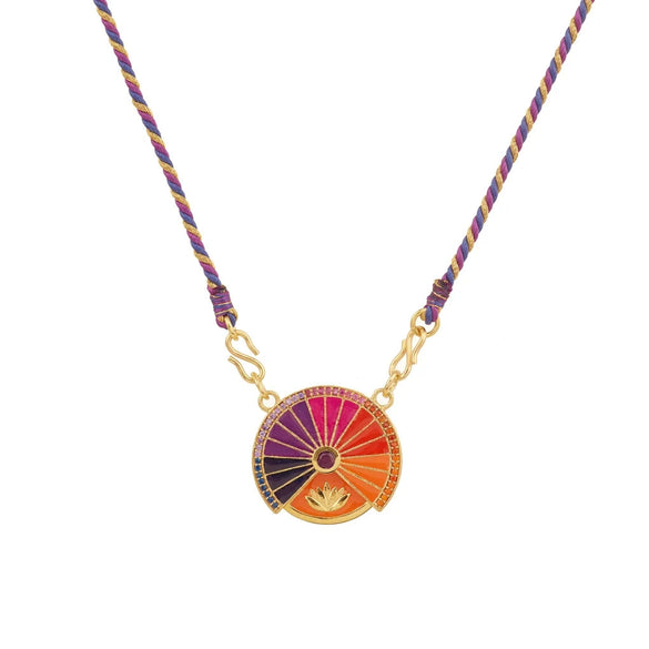 Wholesale Rotatable Tarot Color Necklace Copper Gold Plated Geometric Flower Style For Women