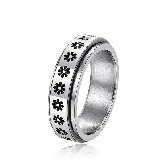 Wholesale Rotatable Unisex Niche Ring Stainless Steel Flower Geometric Jewelry Electroplated