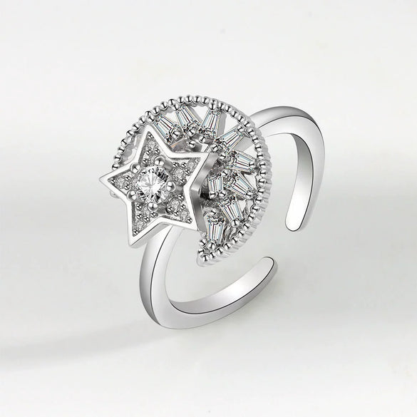 Wholesale Rotating Adjustable Anxiety Relieving S925 Sterling Silver Ring Geometric Design Electroplating For Women