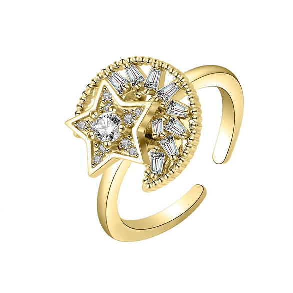 Wholesale Rotating Adjustable Anxiety Relieving S925 Sterling Silver Ring Geometric Design Electroplating For Women