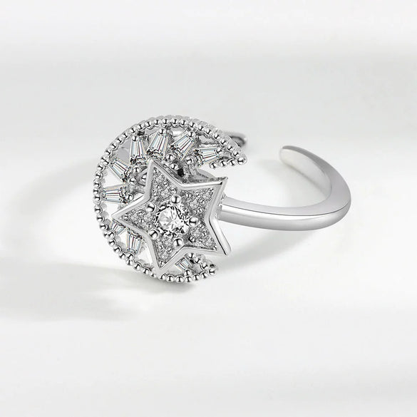 Wholesale Rotating Adjustable Anxiety Relieving S925 Sterling Silver Ring Geometric Design Electroplating For Women