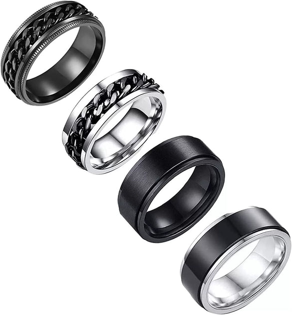 Wholesale Rotating Decompression Ring Titanium Steel Geometric Men's Jewelry Electroplated
