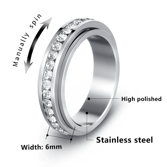 Wholesale Rotating Jewelry Geometric Stainless Steel Ring Polish Style For Women