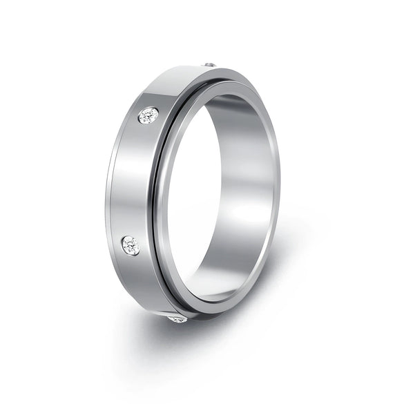 Wholesale Rotating Jewelry Geometric Stainless Steel Ring Polish Style For Women