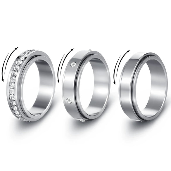Wholesale Rotating Jewelry Geometric Stainless Steel Ring Polish Style For Women