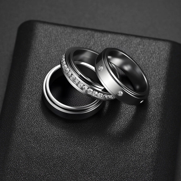 Wholesale Rotating Jewelry Geometric Stainless Steel Ring Polish Style For Women