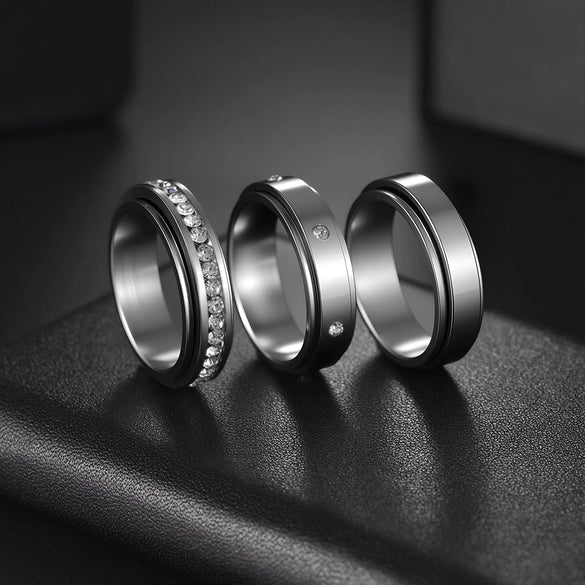 Wholesale Rotating Jewelry Geometric Stainless Steel Ring Polish Style For Women