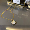 Wholesale Rotating Opal Necklace Titanium Steel With Microinlaid Zircon Geometric 360Degree Rotatable Pendant Electroplated Water Wave Chain