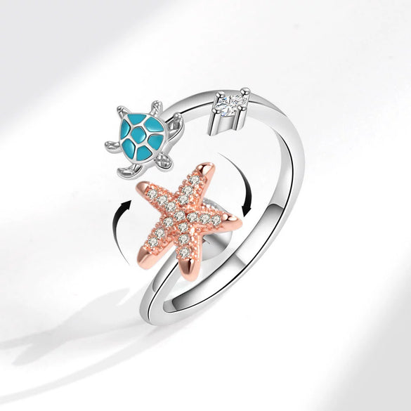 Wholesale Rotating Open Anxiety Relief Ring Copper Geometric Animal Style Electroplated For Women