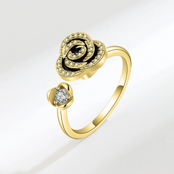 Wholesale Rotating Open Ring For Women Copper Electroplating Rose Flower Design