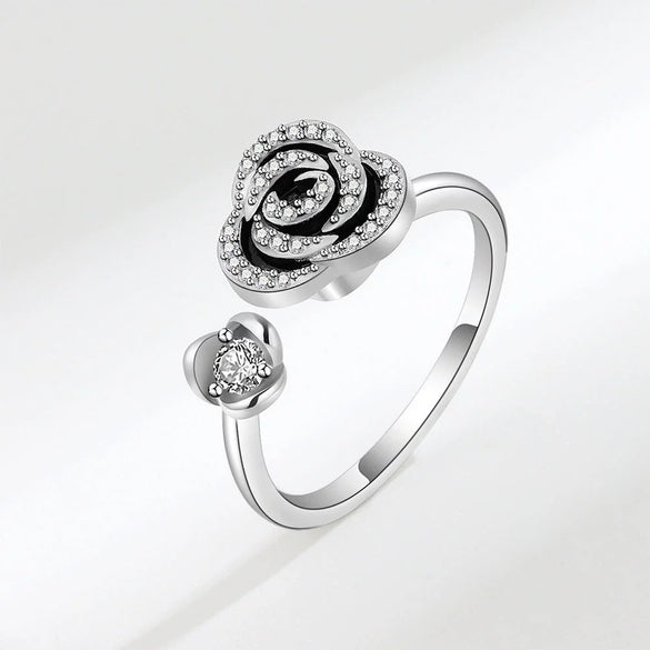 Wholesale Rotating Open Ring For Women Copper Electroplating Rose Flower Design