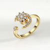 Wholesale Rotating Open Zircon Ring For Women Copper Material Geometric Design Electroplating Treatment
