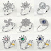 Wholesale Rotating Open Zircon Ring For Women Copper Material Geometric Design Electroplating Treatment