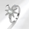 Wholesale Rotating Women's Antianxiety Decompression Copper Zircon Ring With Geometric Opal And Electroplating Design