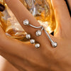 Wholesale Round Ball Casting Titanium Steel Ring Plated 18K Gold With Branch Opening Design Geometric Pattern For Women