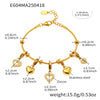 Wholesale Round Bead Heart Brilliant Zircon Bracelet In Fashion Style Made Of Stainless Steel With Electroplating For Women