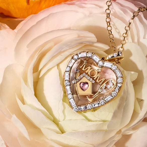 Wholesale Round Heart Geometric Diamond Glass Box Necklace With Electroplated Copper Pendant For Women Diy Flower Ballet Accessories Pastoral Style
