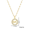 Wholesale Round Letter Pendant Titanium Steel Necklace With Gold Inlaid Geometric Design For Women