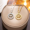Wholesale Round Letter Pendant Titanium Steel Necklace With Gold Inlaid Geometric Design For Women