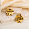 Wholesale Round Lotus Leaf Pleated Stainless Steel Earrings With 18K Vacuum Plated Furnace Treatment For Women