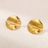 Wholesale Round Lotus Leaf Pleated Stainless Steel Earrings With 18K Vacuum Plated Furnace Treatment For Women