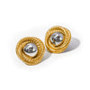 Wholesale Round Thread Texture Double Color Stainless Steel Braided Earrings With Electroplating For Women