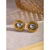 Wholesale Round Thread Texture Double Color Stainless Steel Braided Earrings With Electroplating For Women
