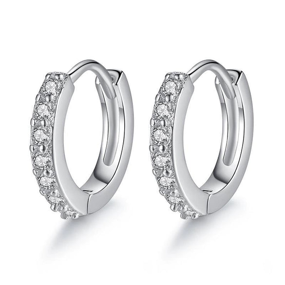 Wholesale S925 Geometric Flash Diamond Simple Circle Ear Buckle Women's Earrings