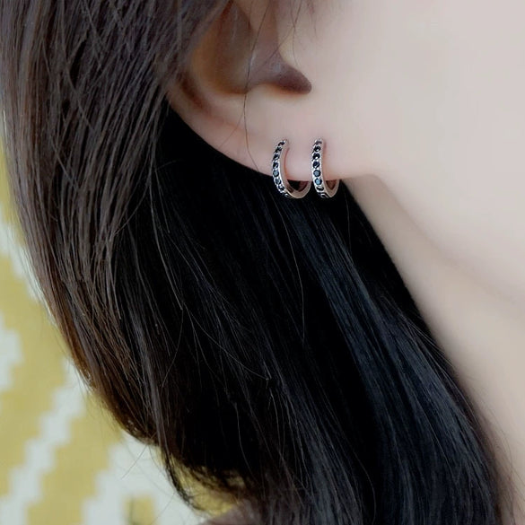 Wholesale S925 Geometric Flash Diamond Simple Circle Ear Buckle Women's Earrings