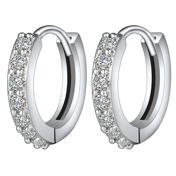 Wholesale S925 Geometric Flash Diamond Simple Circle Ear Buckle Women's Earrings