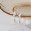 Wholesale S225 Imitation Pearl Leaf Geometric Style Electroplated Inlaid Zircon Earrings For Women