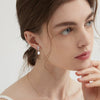 Wholesale S225 Imitation Pearl Leaf Geometric Style Electroplated Inlaid Zircon Earrings For Women